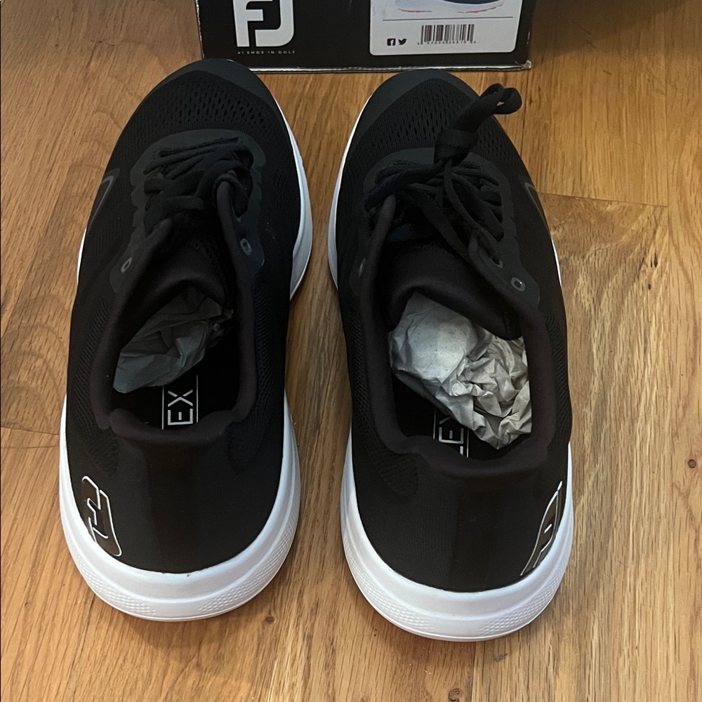 NEW!!! FootJoy Flex Men's Black Golf Shoes Brand New in Box - Picture 2 of 12